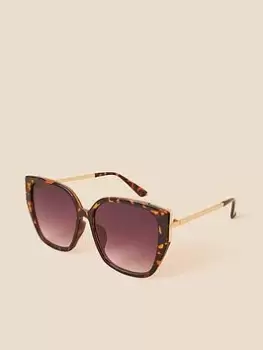 Image of Accessorize Statement Metal Corner Sunglasses, Brown, Women