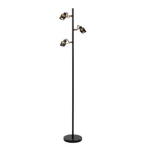 Image of Tundran Retro Floor Lamp - 3xGU10 - Black