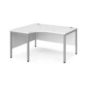 Image of Office Desk Left Hand Corner Desk 1400mm White Top With Silver Frame 1200mm Depth Maestro 25 MB14ELSWH