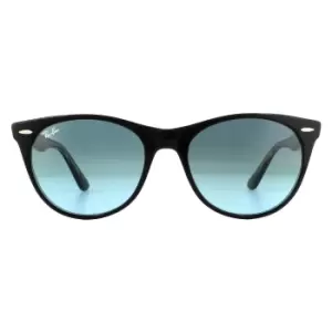 Image of Round Black on Crystal Blue Gradient Sunglasses