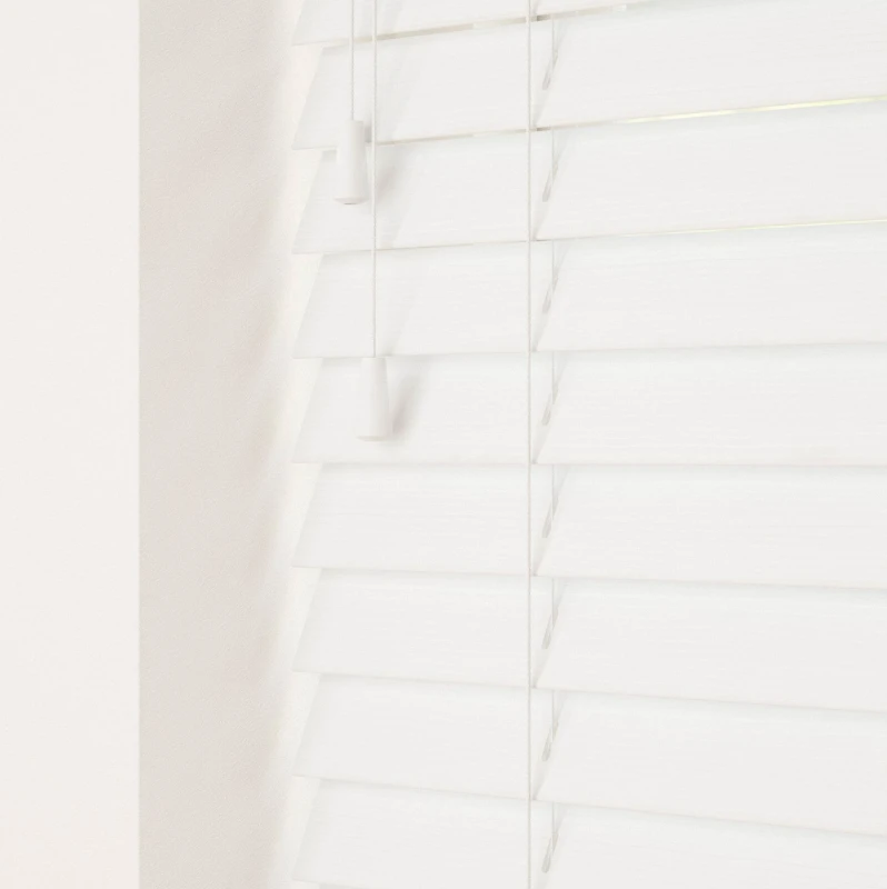 Image of Blinds Outlet Faux Wood String Venetian Blind in White Size: 105cm width x 120cm drop White Unisex 105cm width x 120cm drop