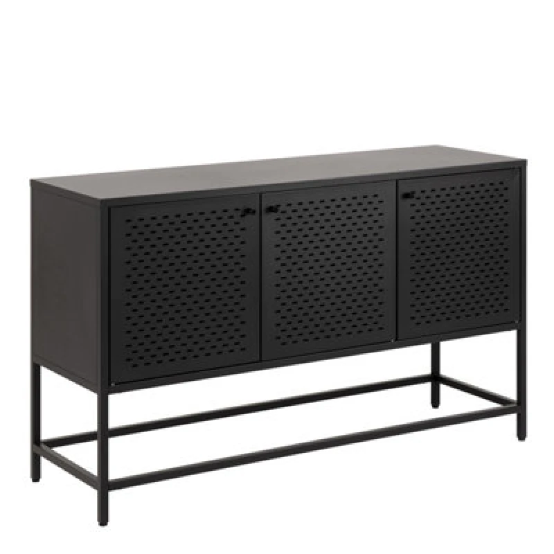 Image of Furniture To Go Newcastle 3 Door Raised Sideboard In Matt Black
