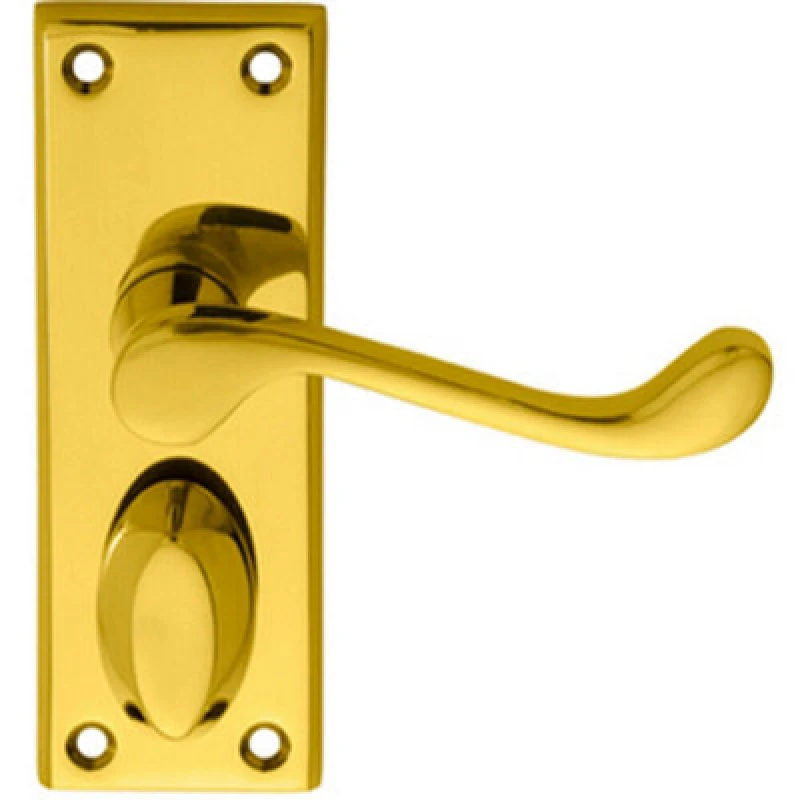Image of Loops PAIR Victorian Scroll Handle on Privacy Backplate 118 x 43mm Polished Brass Metallics