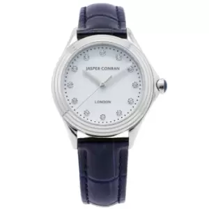 Image of Ladies Jasper Conran London 32mm Watch with a Blue Dial and a Blue Leather strap