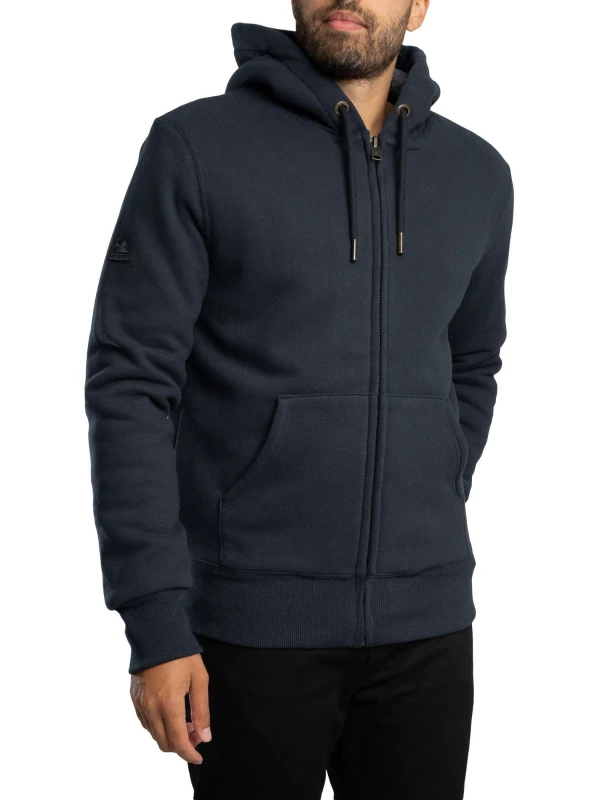 Image of Superdry Borg Lined Zip Hoodie Eclipse Navy XL