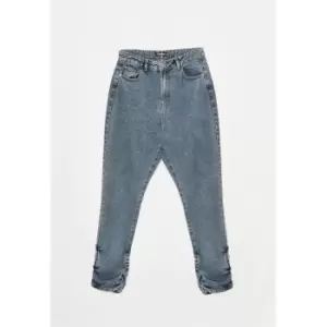 Image of Missguided Stacked Hem Straight Leg Jean - Blue