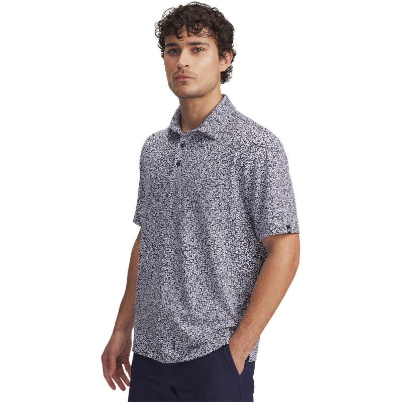 Image of Under Armour Mens Printed Short-Sleeve Performance Polo Shirt Blue male 2XL