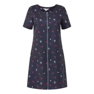 Image of Yumi Navy Lobster Print Zip Front Tunic - Blue