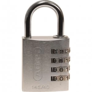 Image of Abus 145 Series Aluminium Combination Padlock 40mm Silver Standard