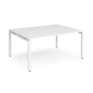 Image of Bench Desk 2 Person Starter Rectangular Desks 1600mm White Tops With White Frames 1200mm Depth Adapt