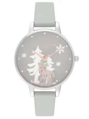 Image of Olivia Burton Winter Wonderland Rose Gold, Silver and Grey Strap...