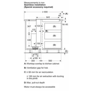 Image of Neff I98WMM1S1B 90cm DownDraft Cooker Hood in Black Clear Glass
