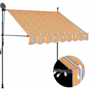 Image of Manual Retractable Awning with LED 150cm Yellow and Blue Vidaxl Multicolour