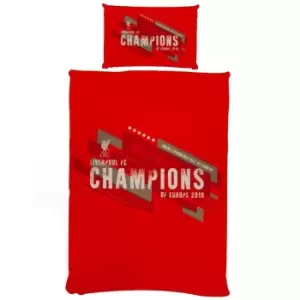 Image of Liverpool FC Champions Of Europe Duvet Set (Single) (Red)