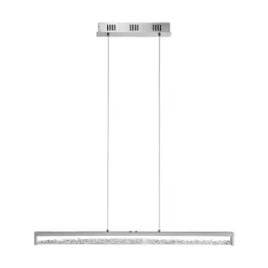 Image of Pendant Light Colour Chrome Plated Shade Clear Glass Crystal Bulb LED 32W Incl