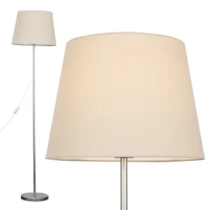 Image of Charlie Brushed Chrome Floor Lamp with Beige Aspen Shade