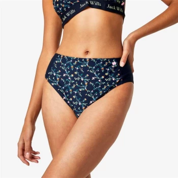 Image of Jack Wills Elkfield Floral High Waisted Bikini Bottoms - Navy Print