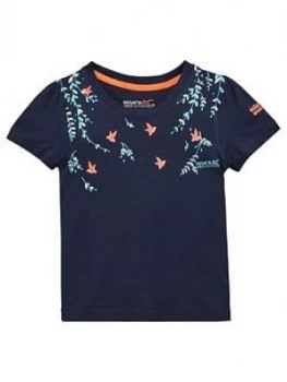 Image of Regatta Girls Printed T-Shirt - Navy, Size 5-6 Years, Women