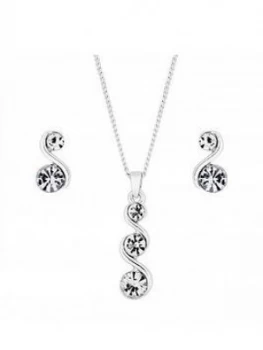 Image of Jon Richard Jon Richard Bliss Silver Plated Crystal Twist Pendant With Matching Drop Earrings Jewellery Set