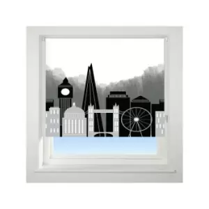 Image of Universal - London Skyline Patterned Thermal Blackout Roller Blind, Black, W180cm