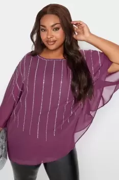 Image of Diamante Embellished Cape Top