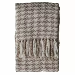 Image of Crossland Grove Houndstooth Woven Throw Oatmeal Cream 1300x1700mm