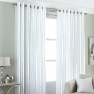 Image of Fiji Faux Silk Eyelet Curtains White / 168 x 183cm