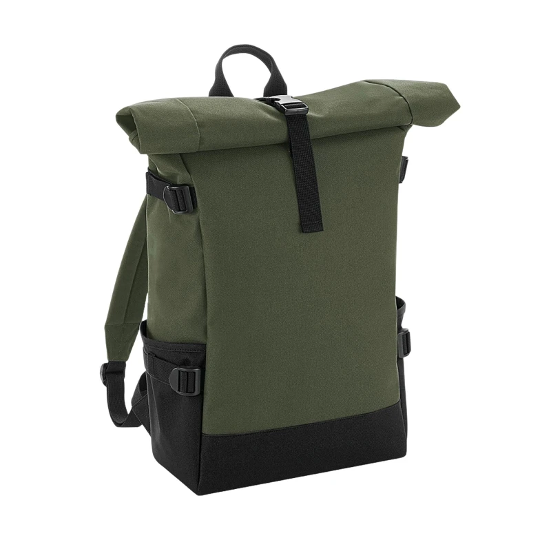 Image of Bagbase Mens Block Roll Top Backpack in Olive Olive Male