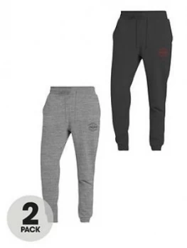 Image of Jack & Jones 2 Pack Jersey Skinny Fit Joggers - Grey/Black, Multi, Size S, Men