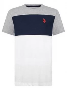 Image of U.S. Polo Assn. Boys Colourblock T-Shirt - Grey Marl