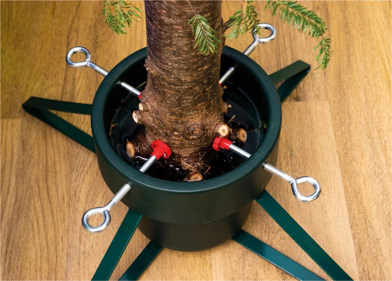 Image of Christmas Tree Stand with 4 Clasps, 4 Metal Legs and Water Tank, for Real Trees up to 2.1m / 7ft ELV-784670 Live Tree Stand