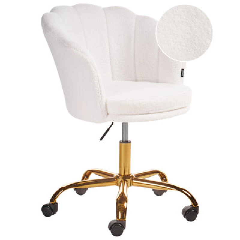 Image of Beliani Desk Chair Monticello Boucle White