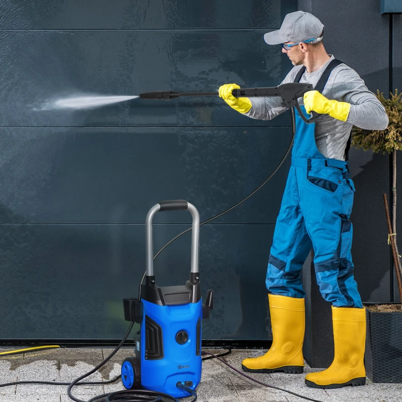 Image of Outsunny 1800W Power Washer 150 Bar Pressure With Adjustable Nozzle - Blue TJ Hughes 5063603430891
