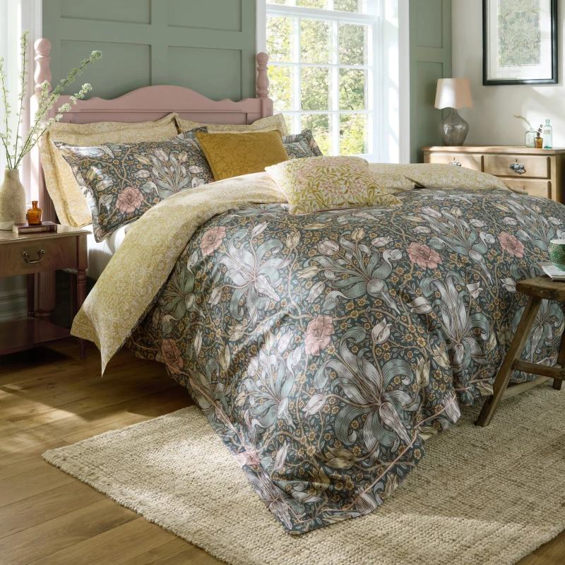 Image of William Morris At Home Spring Thicket Duvet Cover Bedding Set Mineral