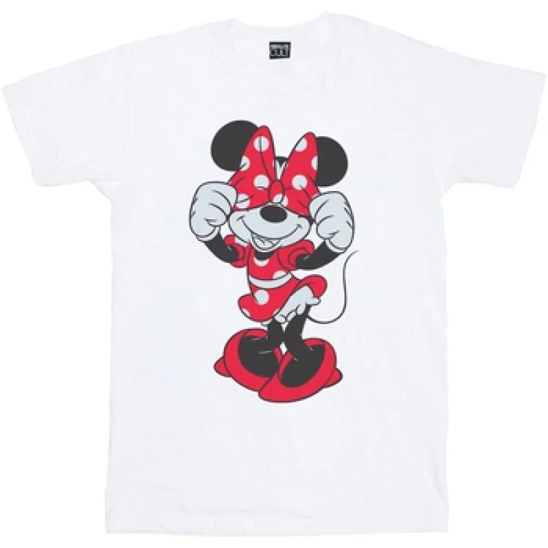 Image of Disney Minnie Mouse Bow Eyes Cotton T-Shirt White female
