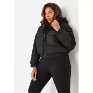 Image of Missguided Plus Hooded Puffer Jacket - Black