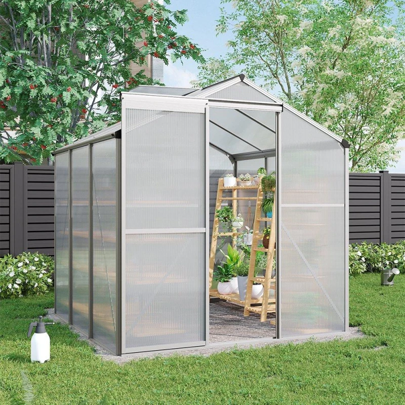 Image of Breeins Outdoor 6x6fts Aluminium Greenhouse With No Base - White White L
