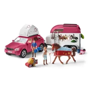 Image of SCHLEICH Horse Club Horse Adventures with Car and Trailer Toy Playset, Unisex, 5 to 12 Years, Multi-colour (42535)