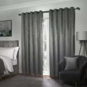 Image of Emma Barclay Ambiance Thermal Woven Blackout Lined Eyelet Curtains, Charcoal, 66 x 72 Inch