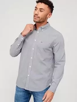 Image of Lacoste Check Short Sleeved Shirt, Blue, Size L, Men