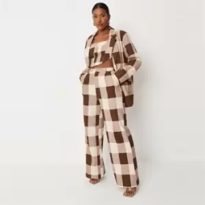Image of Missguided Masculine Wide Leg Trousers - Brown