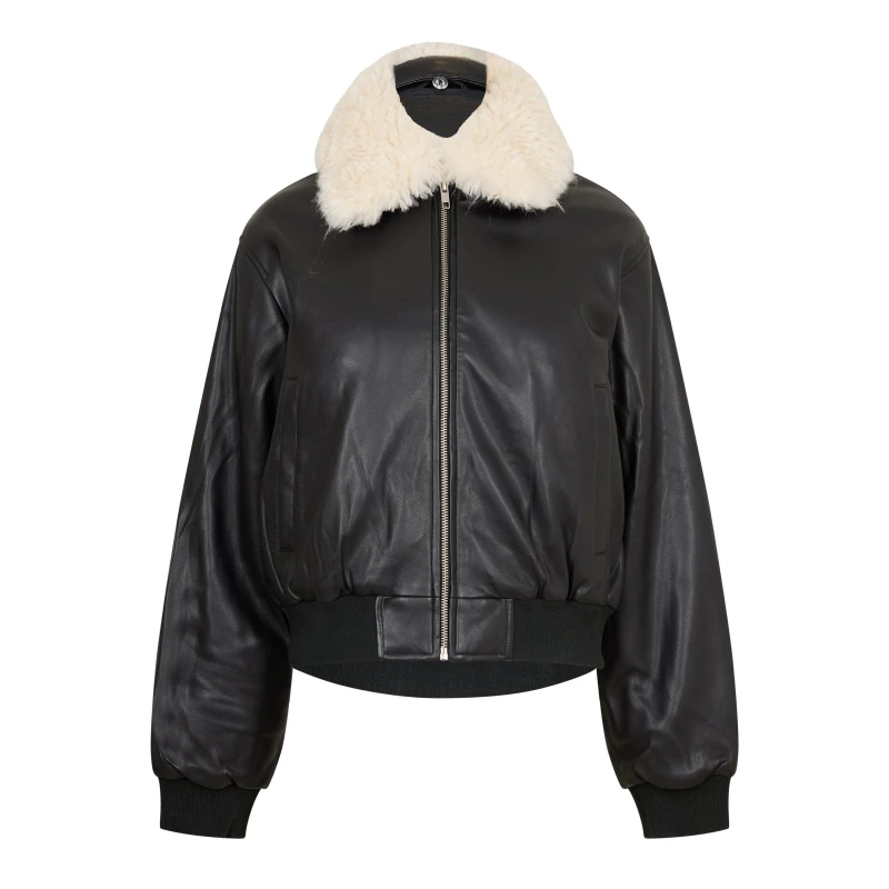 Image of Levis Womens Harper Heritage Leather Jacket Caviar female 8 (XS)