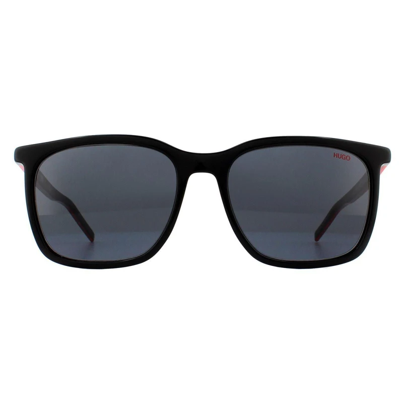 Image of HUGO Square Black Red Grey Sunglasses Black