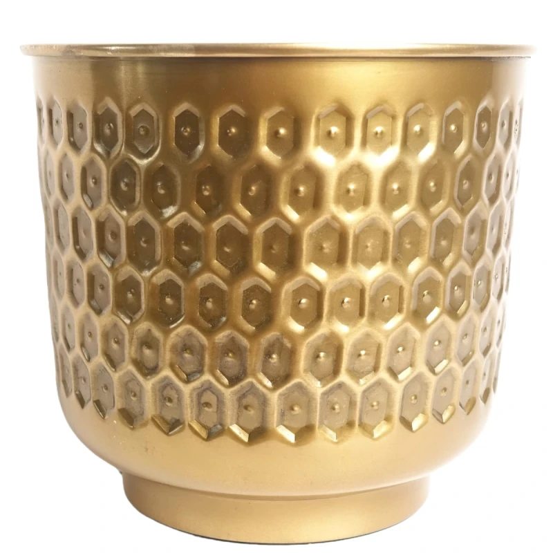 Image of N/A 20cm Gold Honeycomb Metal Planter by Leaf