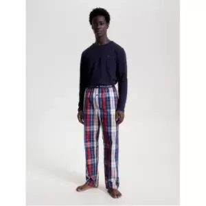 Image of Tommy Hilfiger Ls Pant Woven Set Print - Blue