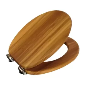Image of Showerdrape Norfolk Soft Close Toilet Seat - Antique Pine & Chrome