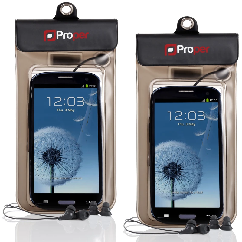 Image of ProperAV Waterproof Case inc Waterproof Earphones for Smartphones - Pa