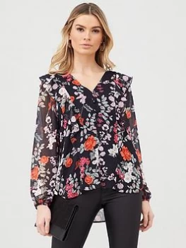 Image of Wallis Floral Blouse - Mustard, Multi, Size 8, Women