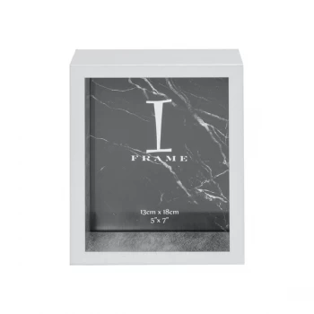 Image of 5" x 7" - iFrame Silver & White Box Photo Frame