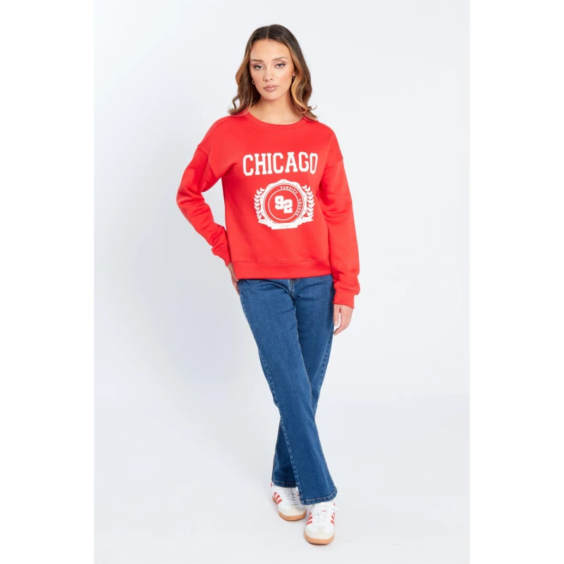 Image of Be You American Sweatshirt Womens - Red Red 8 - 10